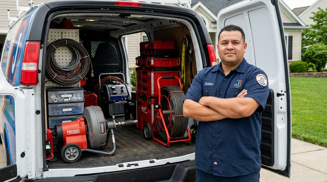 Professional drain cleaning equipment and Johns Plumbing LLC plumber in Zelienople