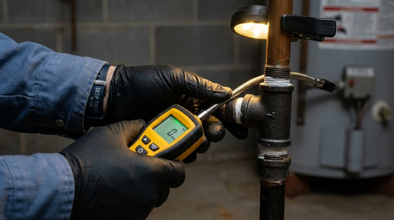 Gas leak detection with electronic sniffer by Johns Plumbing LLC in Zelienople