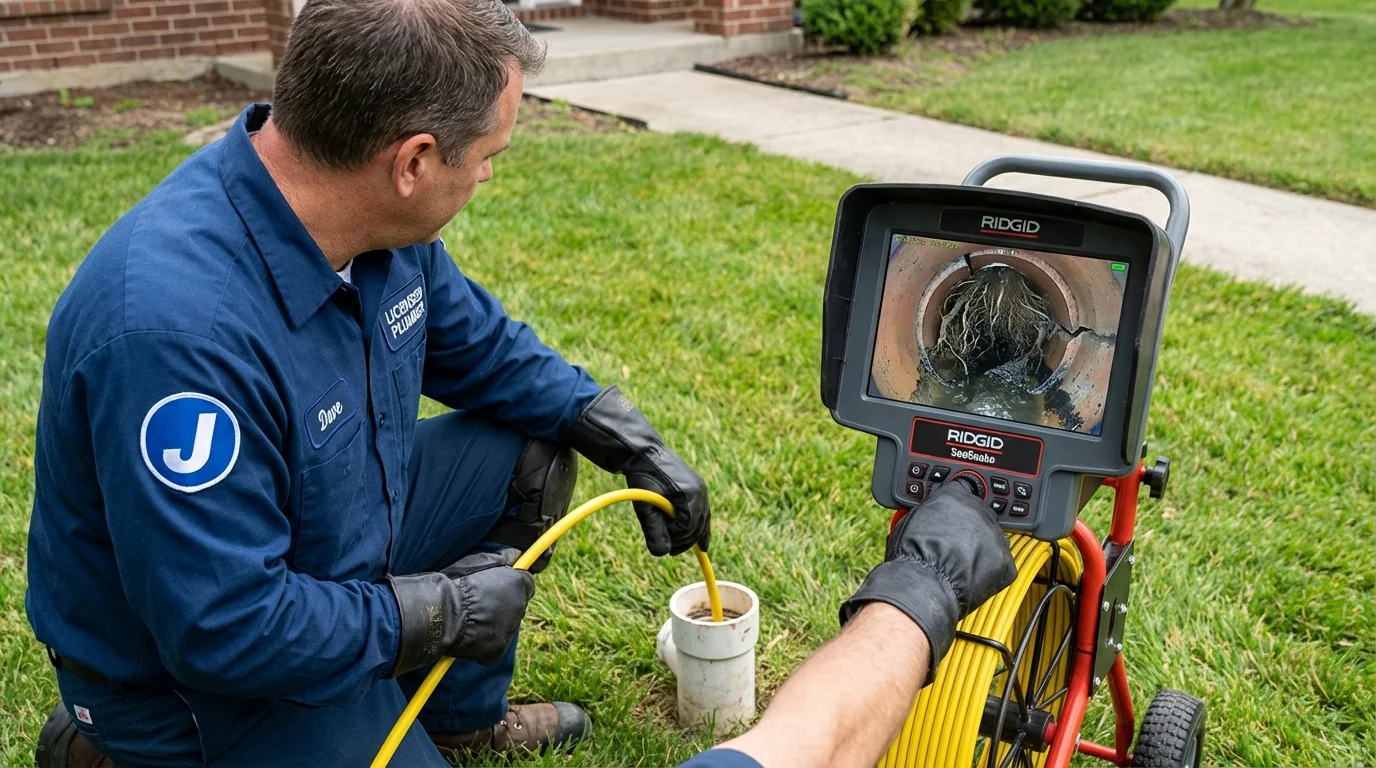 Sewer camera inspection being performed by Johns Plumbing LLC in Zelienople